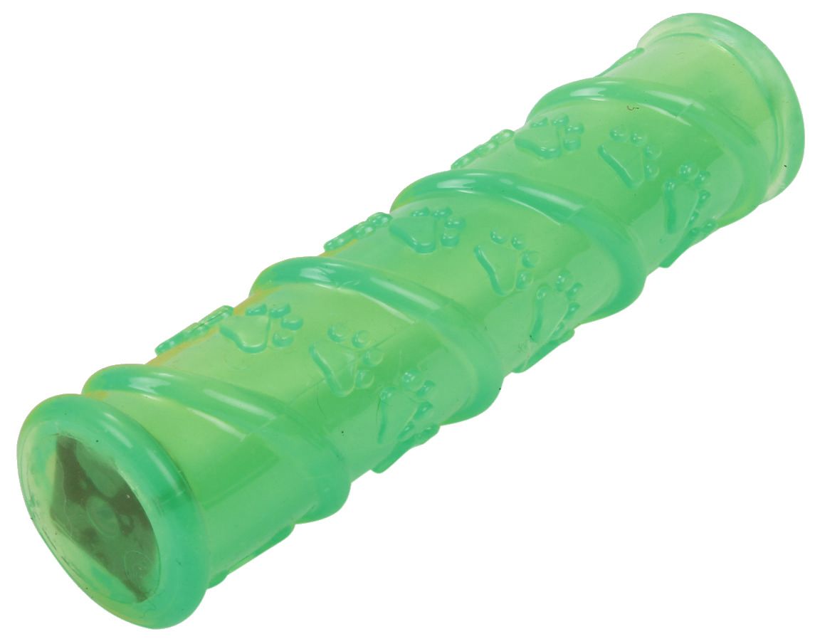 Pet Life ® 'Glow-Stick' TPR and LED Lighting Squeak and Chew Dog Toy Green 