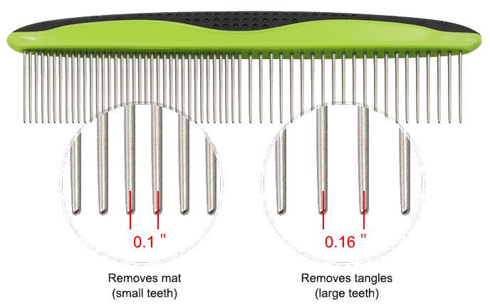 Pet Life ® Grip Ease' Wide and Narrow Tooth Grooming Pet Comb  