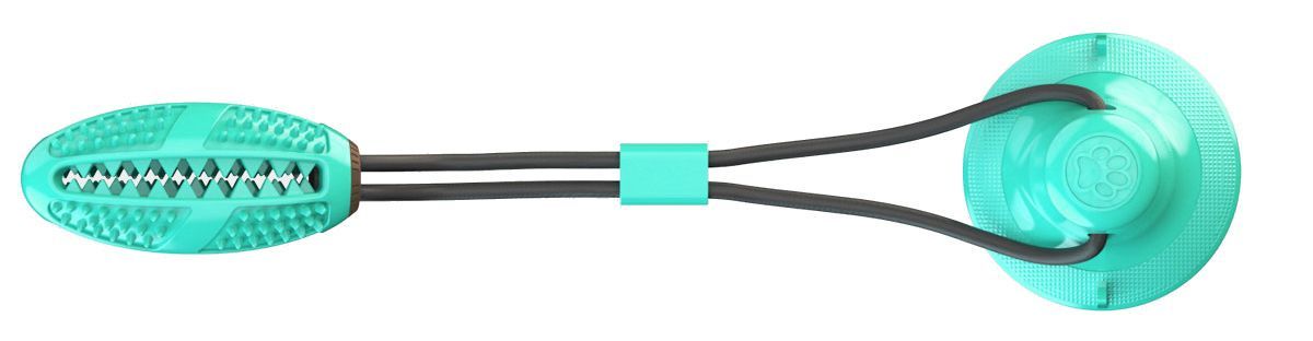 Pet Life ® 'Grip N' Play' Treat Dispensing Football Shaped Suction Cup Dog Toy Blue