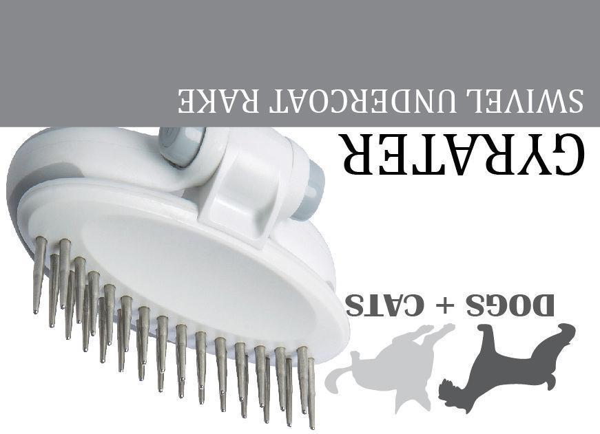 Pet Life ® 'Gyrater' Swivel Travel Dual-Rowed Grooming Undercoat Pet Rake  