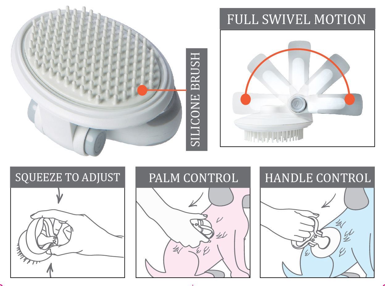 Pet Life ® 'Gyrater' Swivel Travel Silicone Massage Grooming Cat Brush  