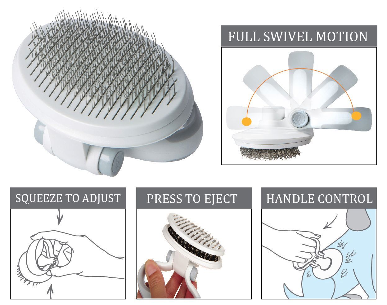 Pet Life ® 'Gyrater' Travel Self-Cleaning Swivel Grooming Slicker Pet Brush  