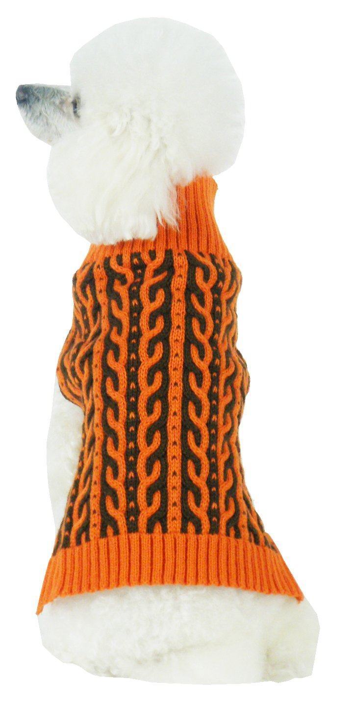 Pet Life ® 'Harmonious' Dual Color Weaved Heavy Cable Knitted Fashion Designer Dog Sweater  