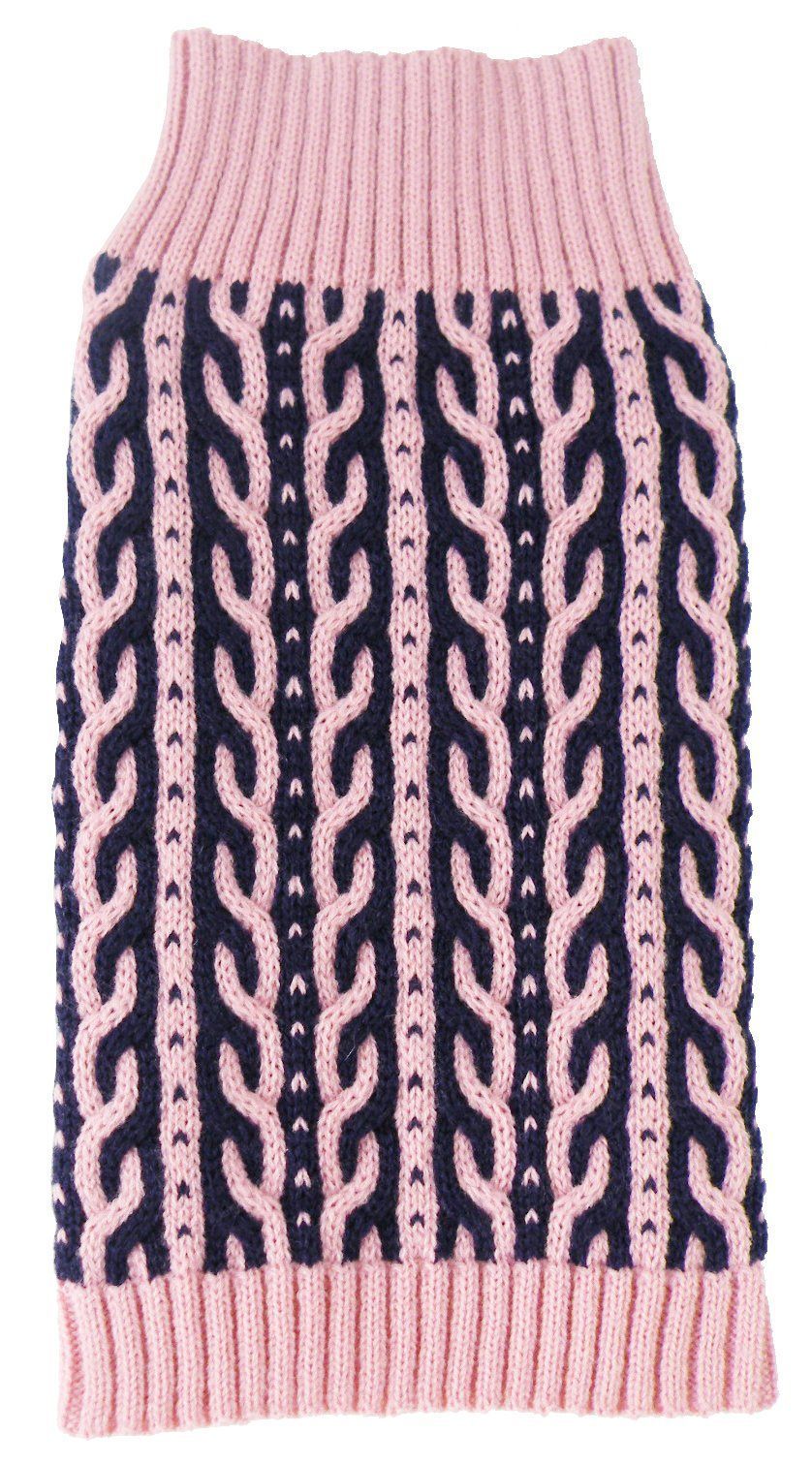 Pet Life ® 'Harmonious' Dual Color Weaved Heavy Cable Knitted Fashion Designer Dog Sweater  