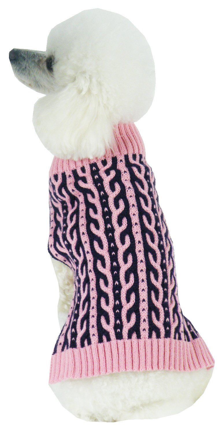 Pet Life ® 'Harmonious' Dual Color Weaved Heavy Cable Knitted Fashion Designer Dog Sweater  