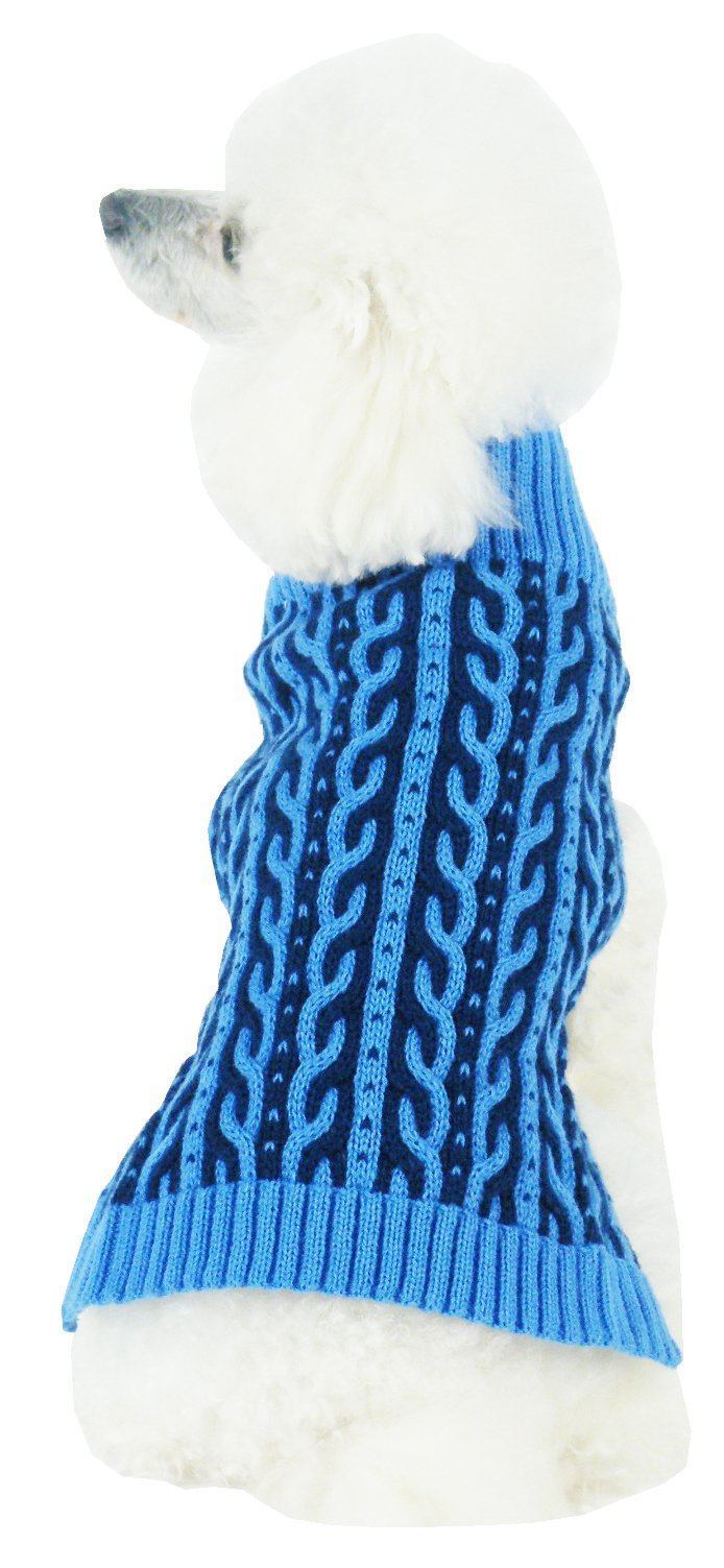 Pet Life ® 'Harmonious' Dual Color Weaved Heavy Cable Knitted Fashion Designer Dog Sweater  