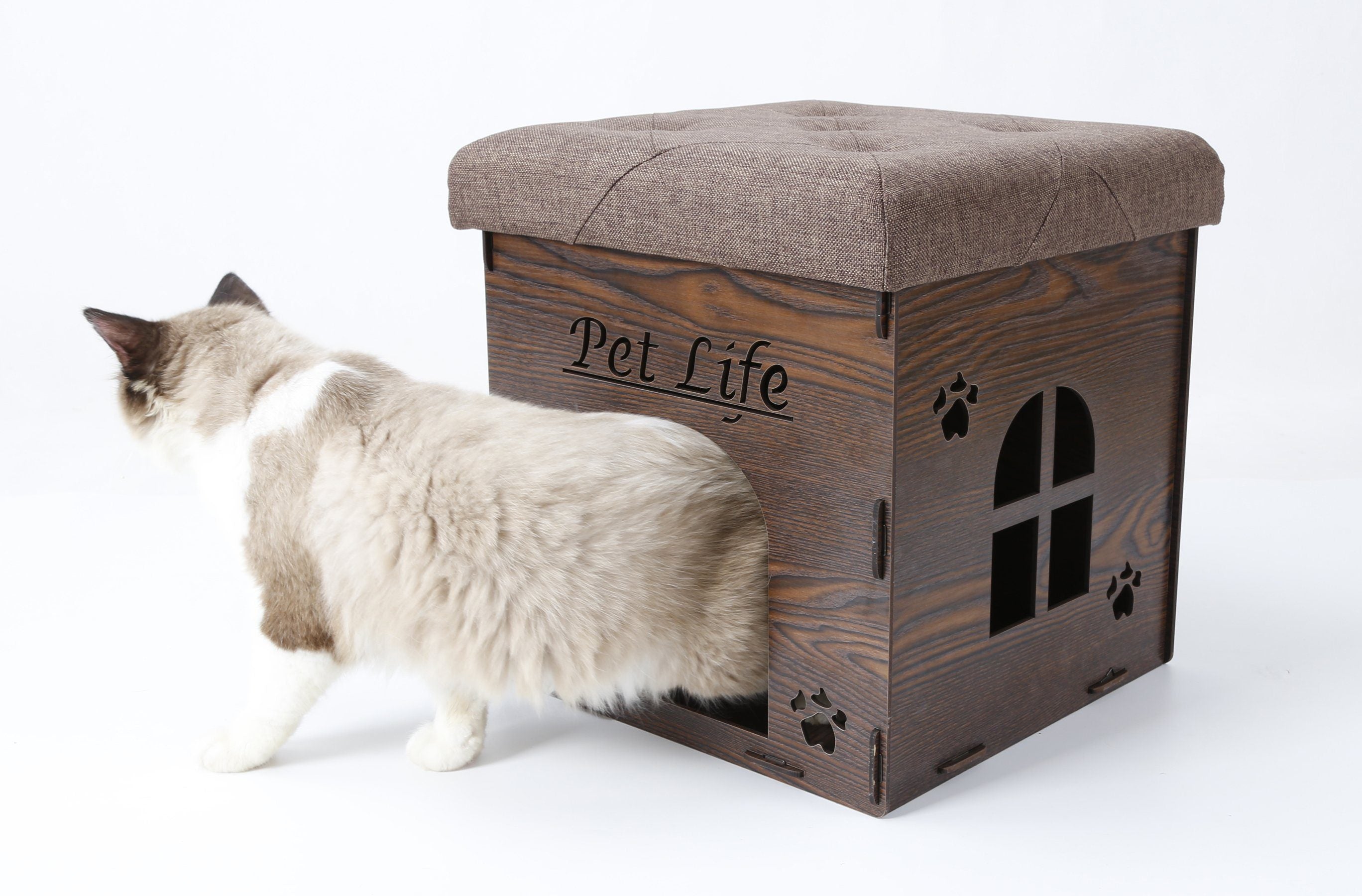 Pet Life ® 'Kitty Kallapse' Collapsible Folding Kitty Cat House Tree Bed Ottoman Bench Furniture  