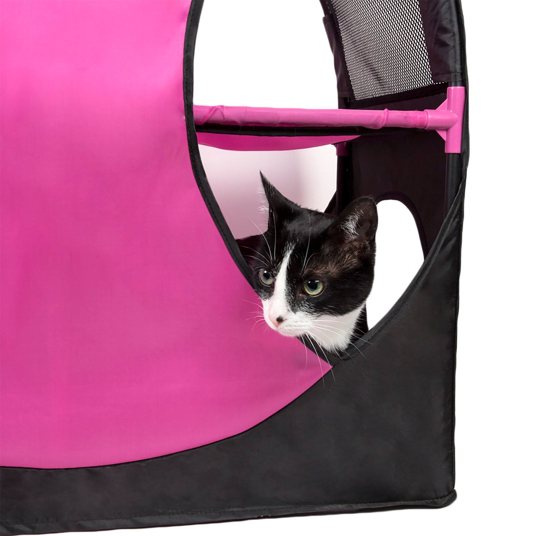 Pet Life ® 'Kitty-Play' Collapsible Travel Interactive Kitty Cat Tree Maze House Lounger Tunnel Lounge  