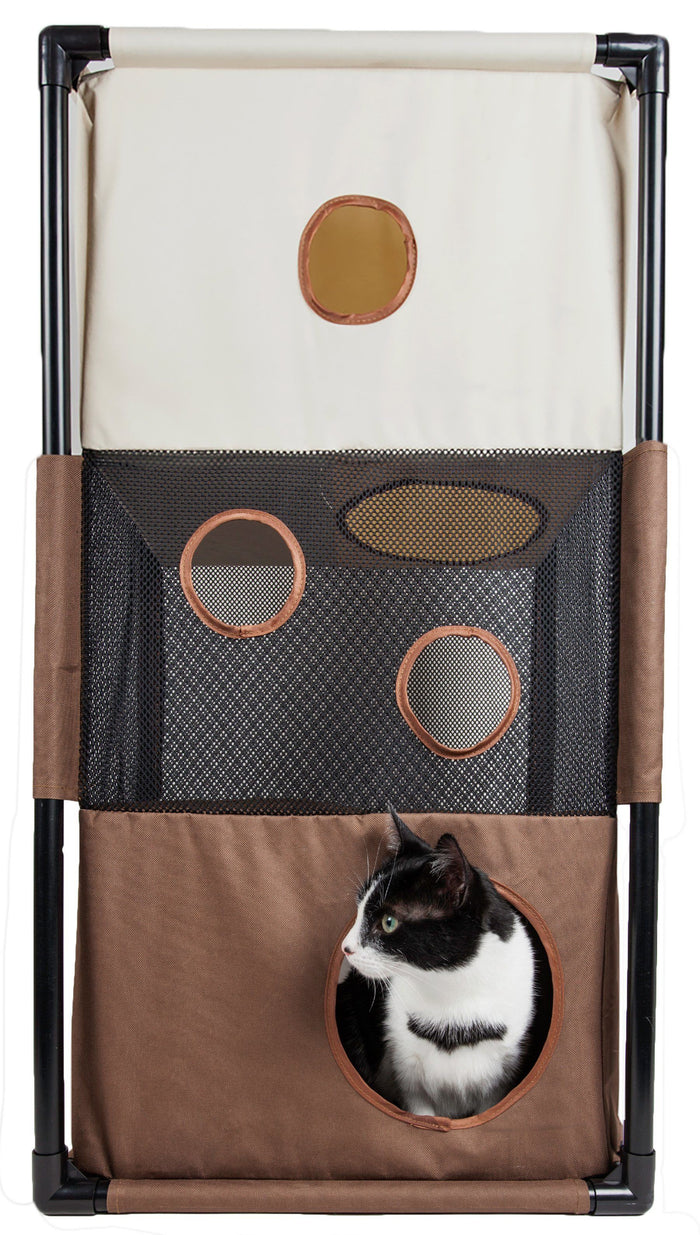 Pet Life ® 'Kitty-Square' Collapsible Travel Interactive Kitty Cat Tree Maze House Loun...