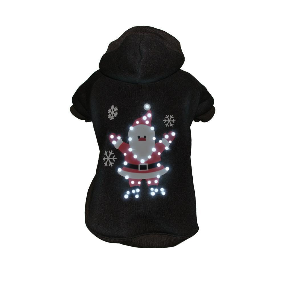 Pet Life ® LED Lighting 'Juggling Santa' Hooded Dog Costume Sweater w/ Included Batteri...