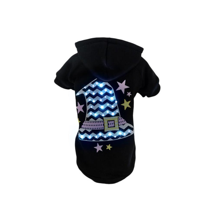 Pet Life ® LED Lighting 'Magical Hat' Hooded Dog Costume Sweater w/ Included Batteries