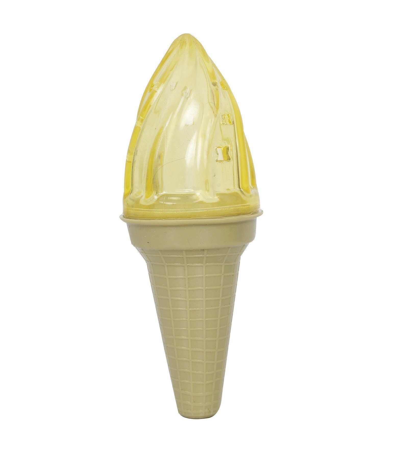 Pet Life ® 'Lick & Gnaw' Ice Cream Cone Freezable and Chewable Tossing Waterproof Floating Pet Dog Toy w/ Insertable Treat pocket Yellow 