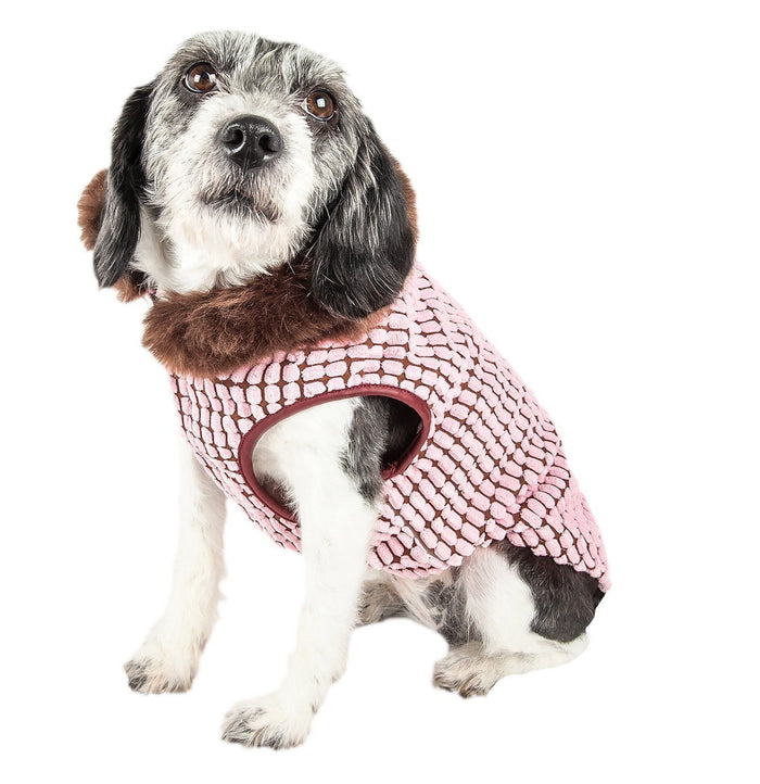 Pet Life ®  Luxe 'Beautifur' Box-Stitched Elegant Designer Mink Fur Dog Coat