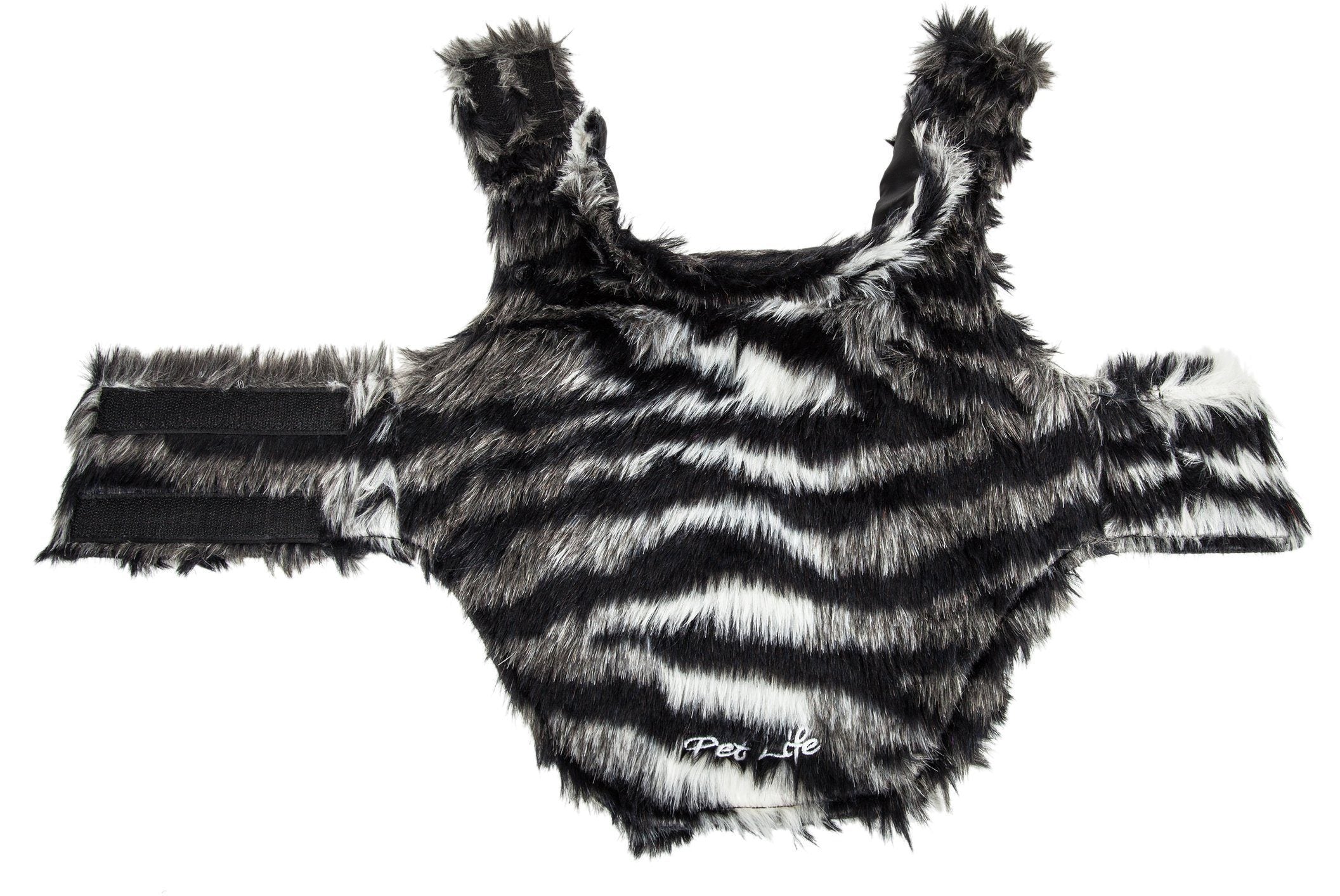 Pet Life ®  Luxe 'Chauffurry' Zebra Patterned Designer Mink Fur Dog Coat  