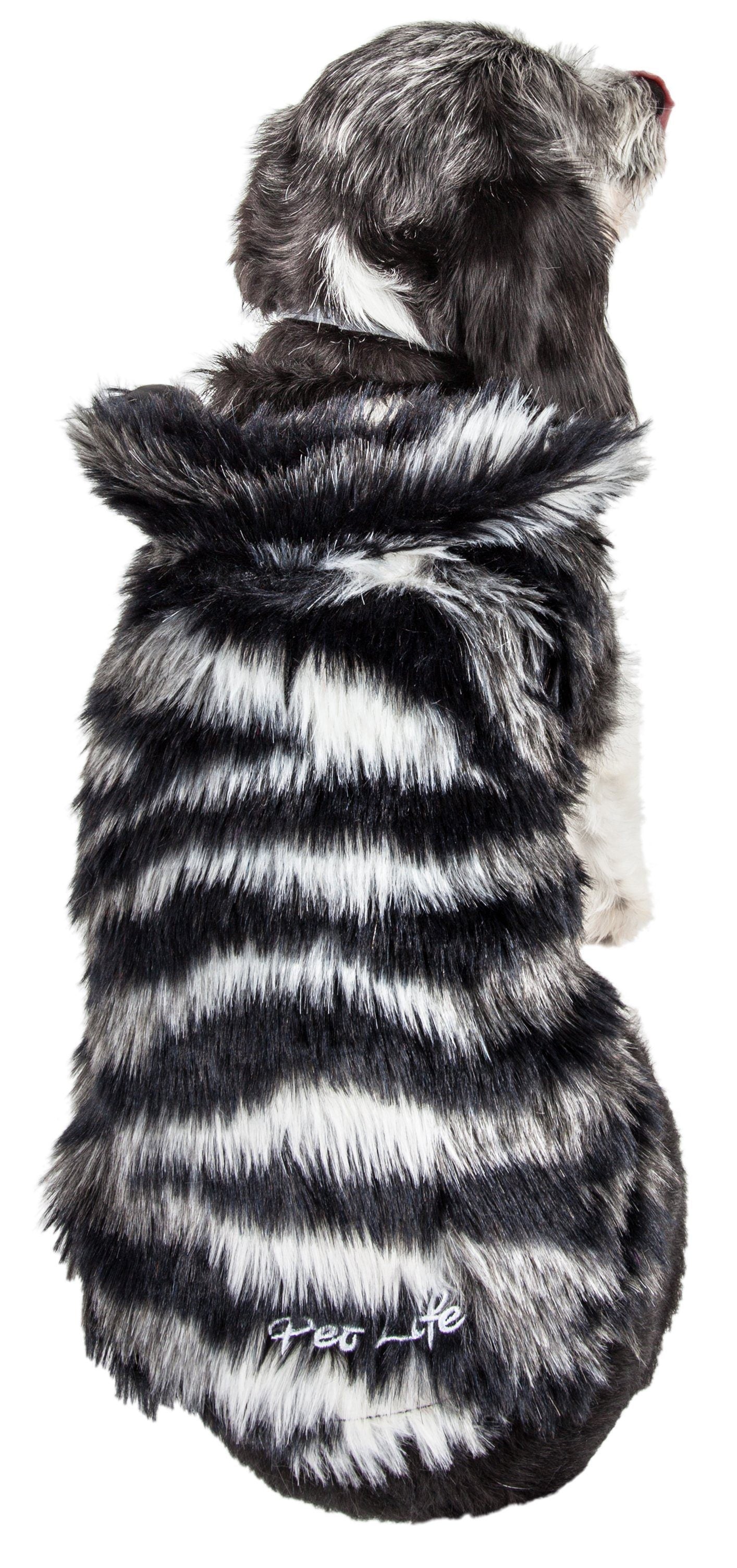 Pet Life ®  Luxe 'Chauffurry' Zebra Patterned Designer Mink Fur Dog Coat  