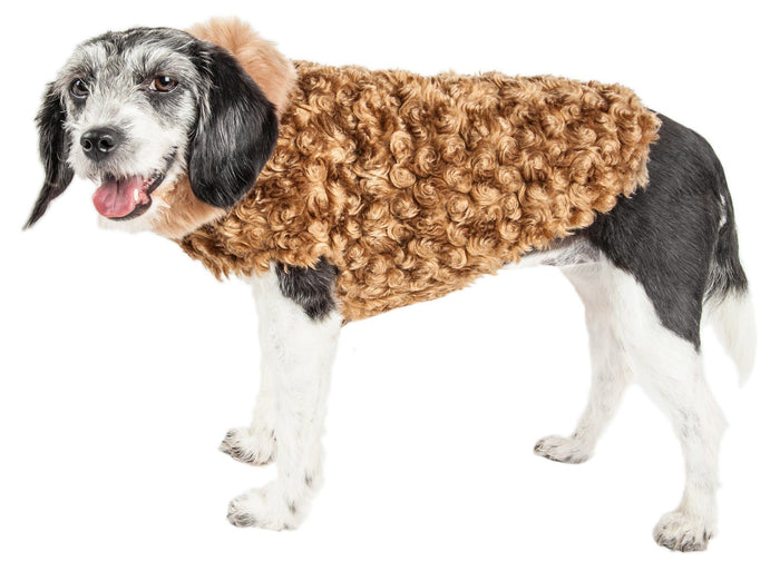 Pet Life ® Luxe 'Furpaw' Shaggy Elegant Fashion Designer Fur Dog Coat