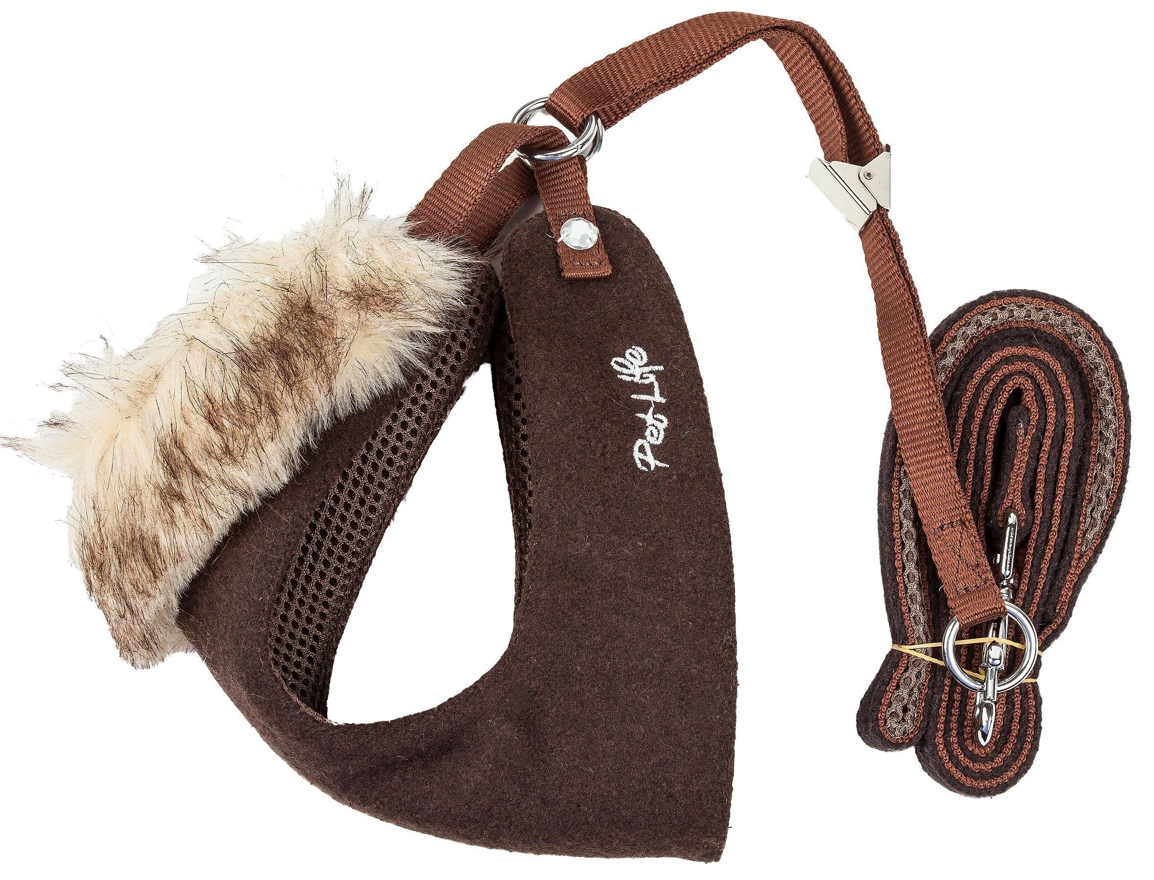 Pet Life ® Luxe 'Furracious' 2-In-1 Adjustable Dog Harness and Leash with Detachable Fur Collar  