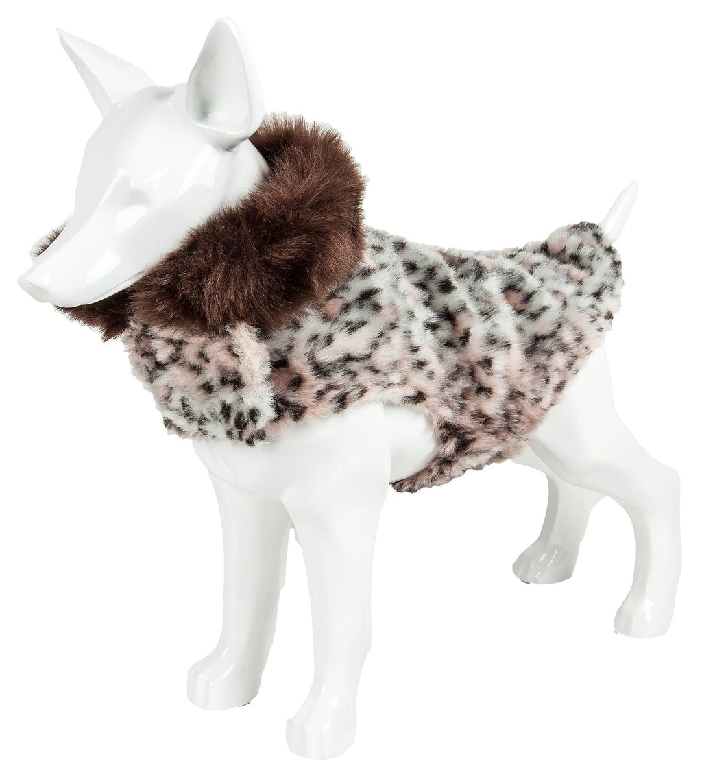 Pet Life ® Luxe 'Furracious' Cheetah Patterned Mink Designer Fashion Fur Dog Coat X-Small 