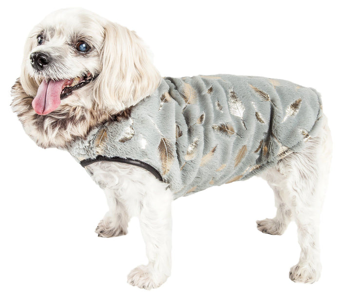 Pet Life ® Luxe 'Gold-Wagger' Gold-Leaf Fashion Designer Fur Dog Coat