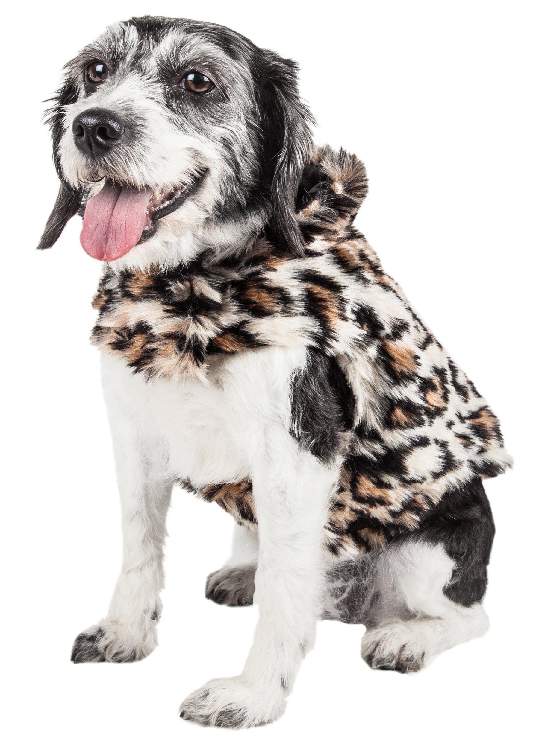 Pet Life ®  Luxe 'Lab-Pard' Dazzling Leopard Patterned Mink Fur Dog Coat  