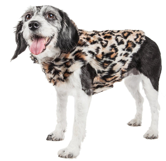 Pet Life ®  Luxe 'Lab-Pard' Dazzling Leopard Patterned Mink Fur Dog Coat
