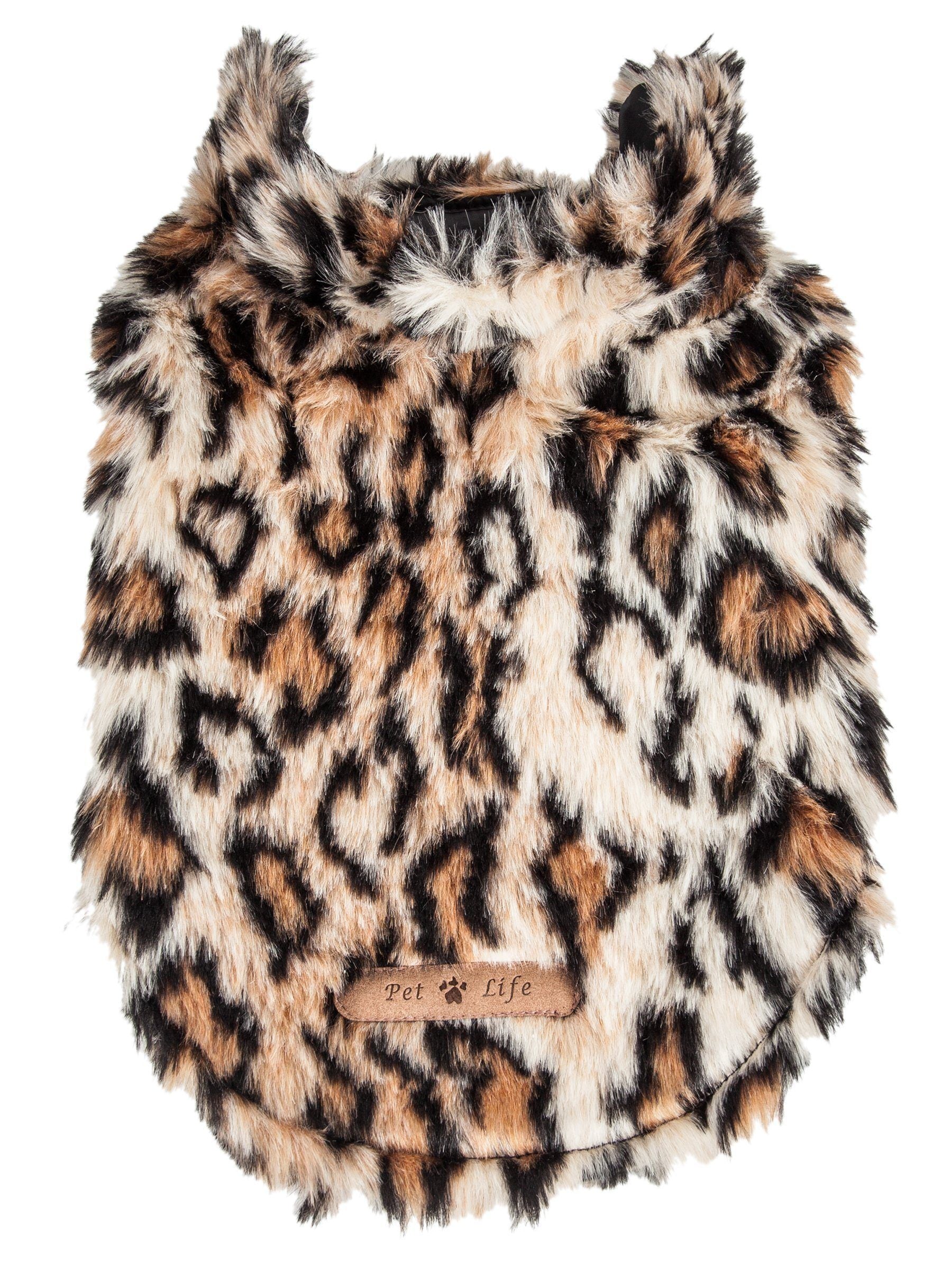 Pet Life ®  Luxe 'Lab-Pard' Dazzling Leopard Patterned Mink Fur Dog Coat  