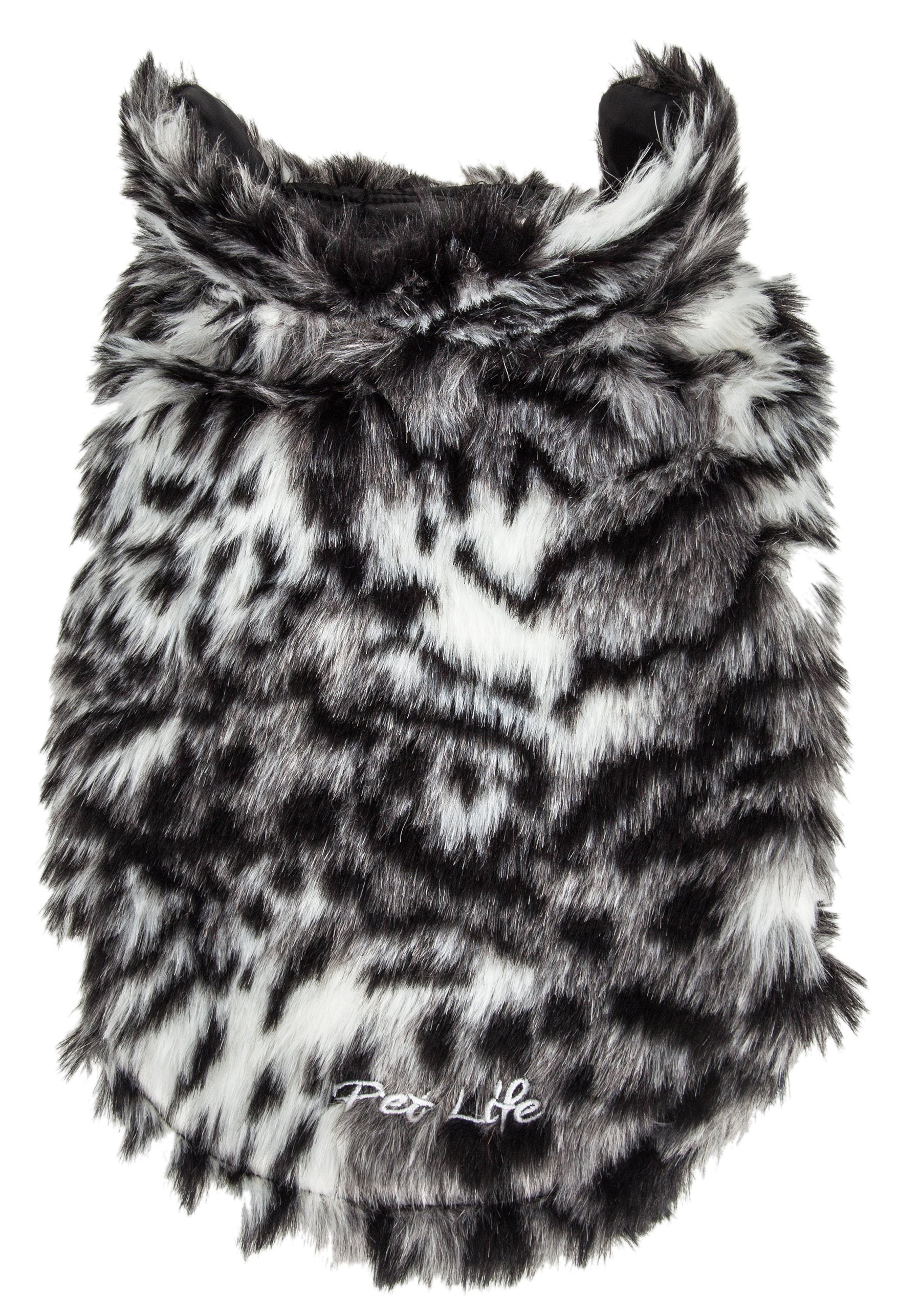 Pet Life ®  Luxe 'Paw Dropping' Designer Gray-Scale Tiger Pattern Mink Fur Dog Coat  