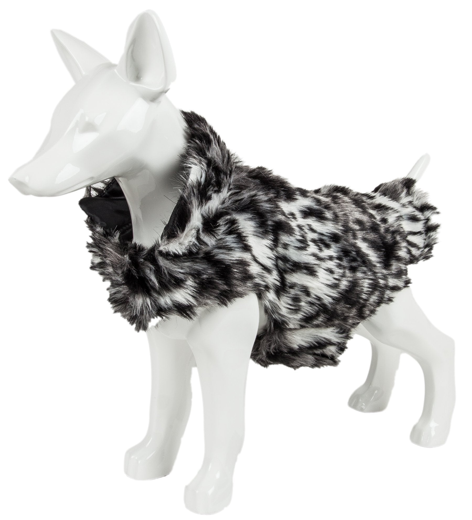 Pet Life ®  Luxe 'Paw Dropping' Designer Gray-Scale Tiger Pattern Mink Fur Dog Coat  