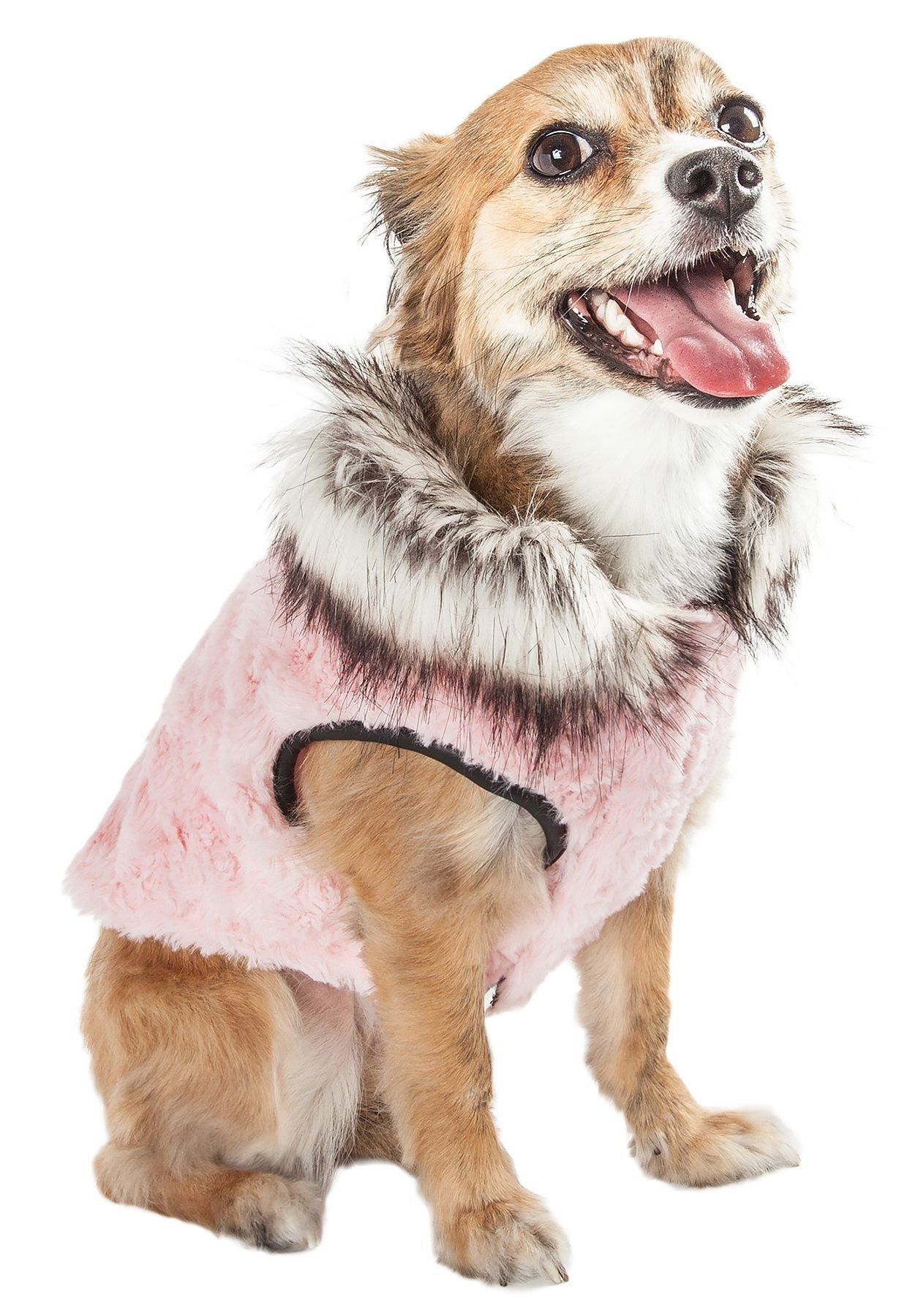 Pet Life ®  Luxe 'Pinkachew' Charming Fashion Mink Fur Dog Coat  