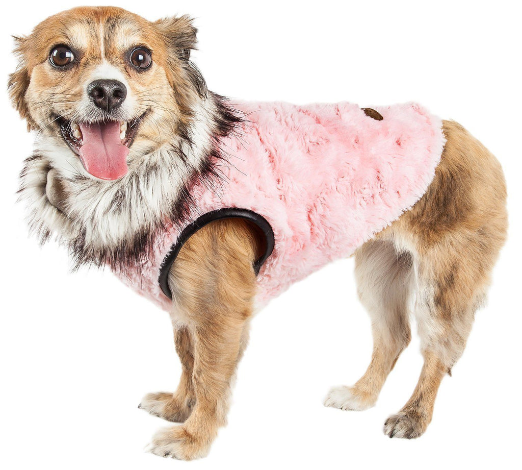 Pet Life ®  Luxe 'Pinkachew' Charming Fashion Mink Fur Dog Coat X-Small 