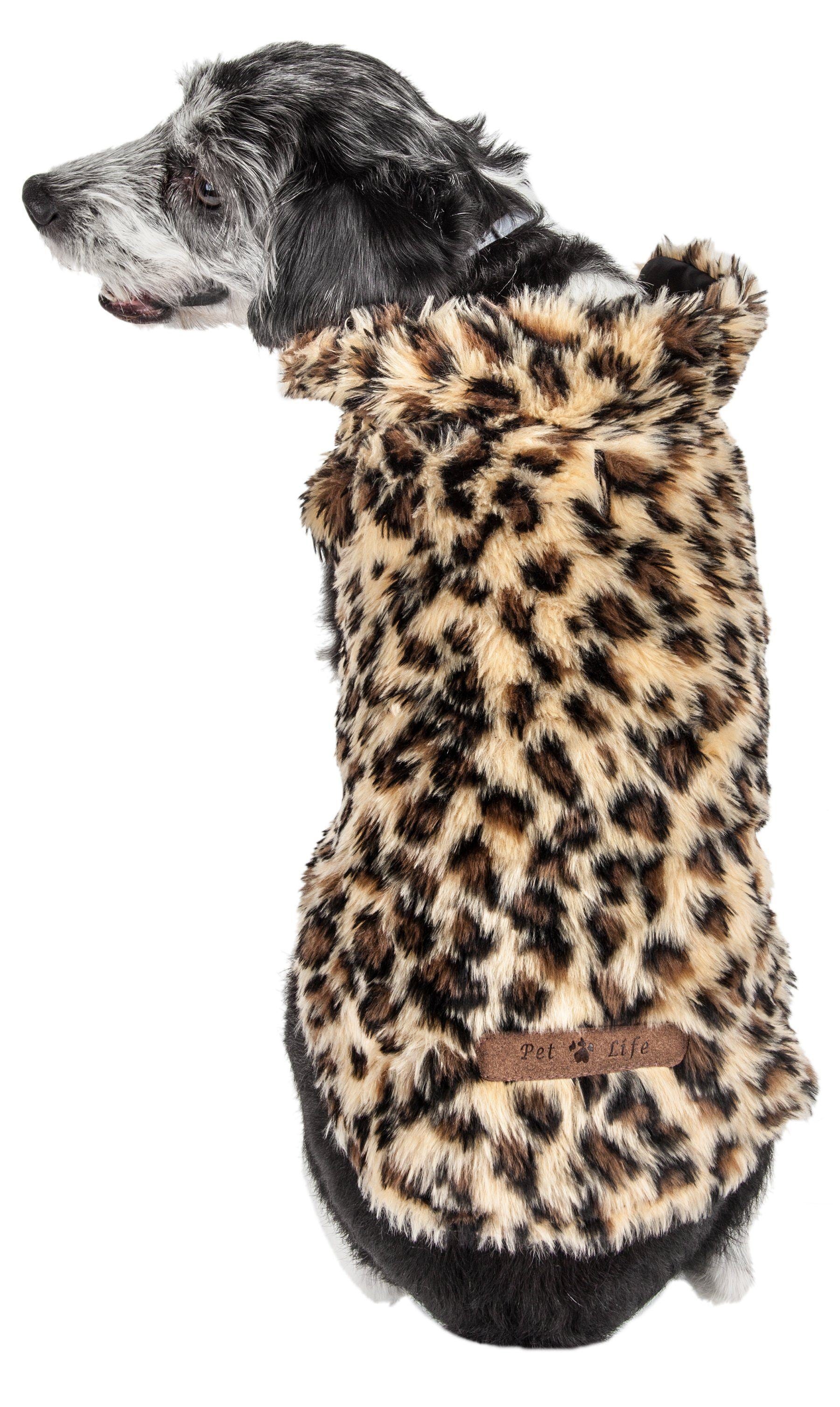 Pet Life ®  Luxe 'Poocheetah' Cheetah-Spotted Designer Mink Fur Dog Coat  