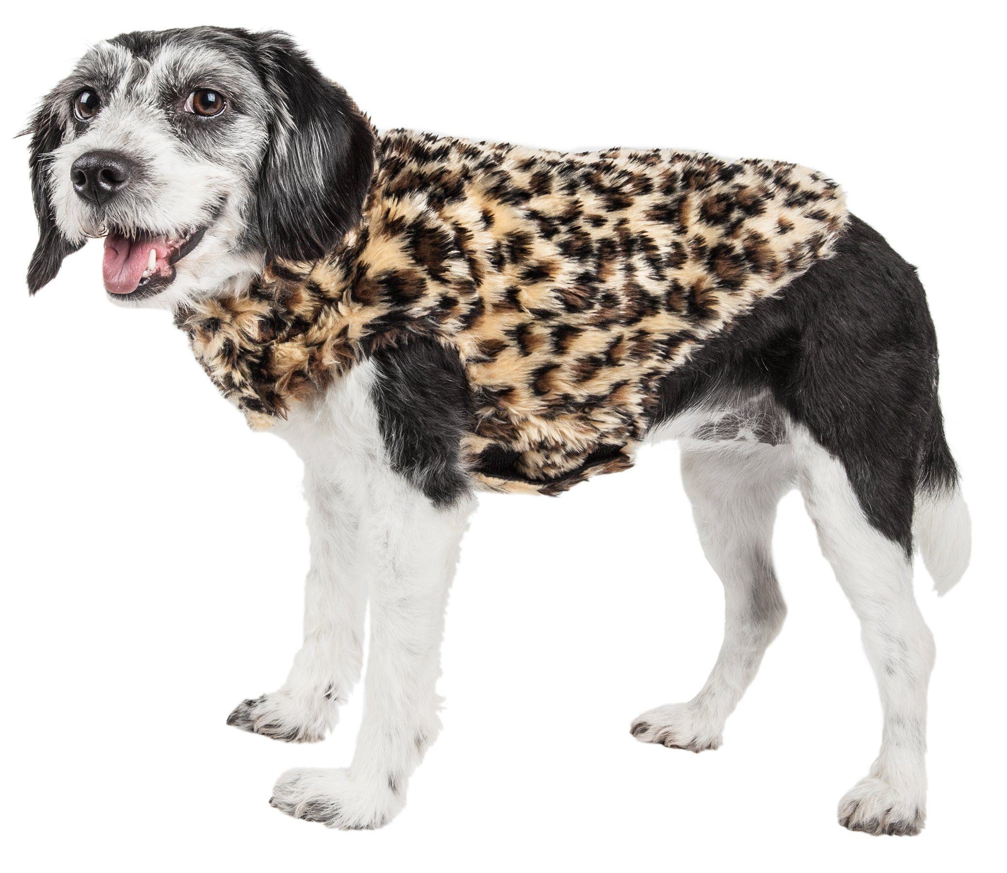 Pet Life ®  Luxe 'Poocheetah' Cheetah-Spotted Designer Mink Fur Dog Coat X-Small 