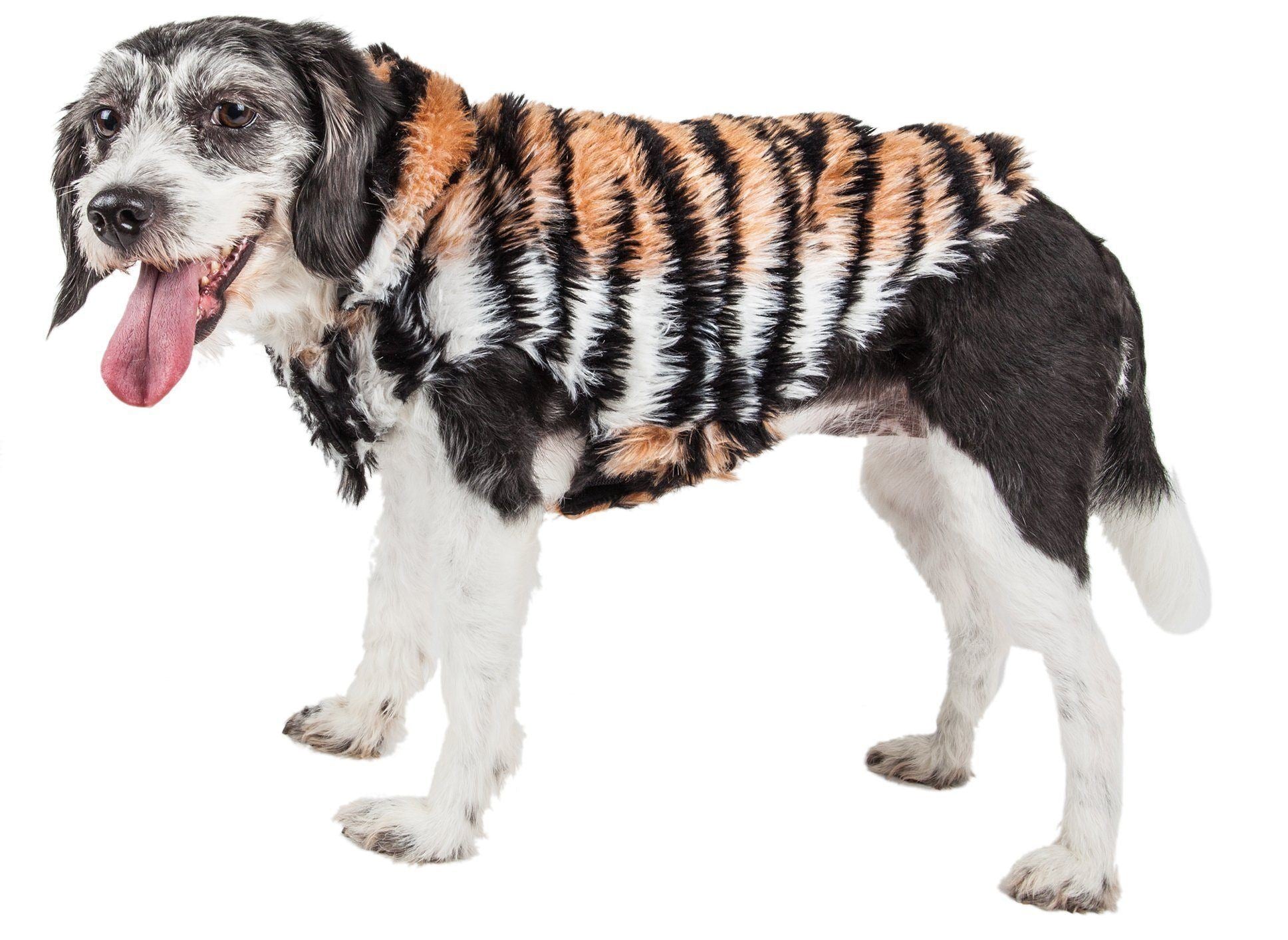 Pet Life ®  Luxe 'Tigerbone' Tiger-Patterned Mink Fashion Fur Dog Jacket X-Small 