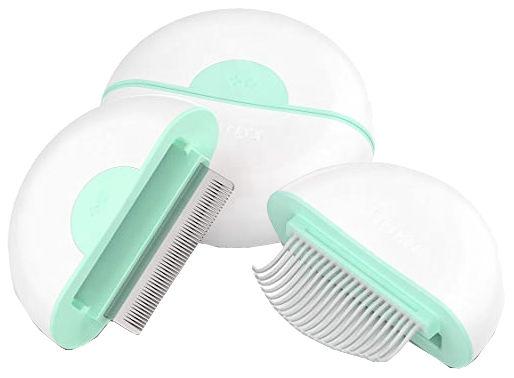 Pet Life ® 'LYNX' 2-in-1 Travel Connecting Grooming Pet Comb and Deshedder Green Small