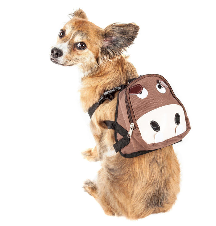 Pet Life ®  'Mooltese' Large-Pocketed Animated Fashion Dog Harness Backpack
