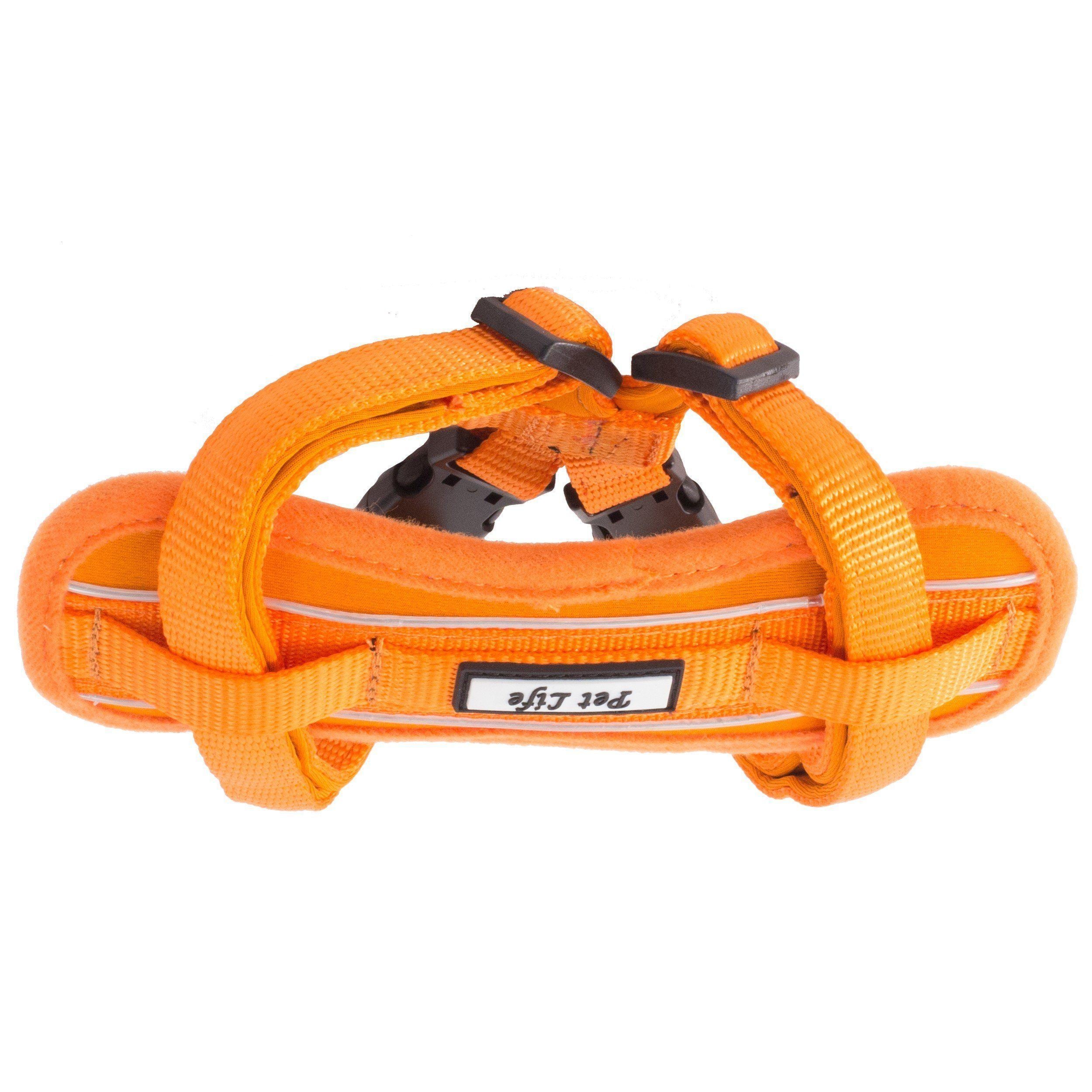 Pet Life ® 'Mountaineer' Chest Compressive Adjustable and Reflective Easy Pull Pet Dog Harness Small Orange