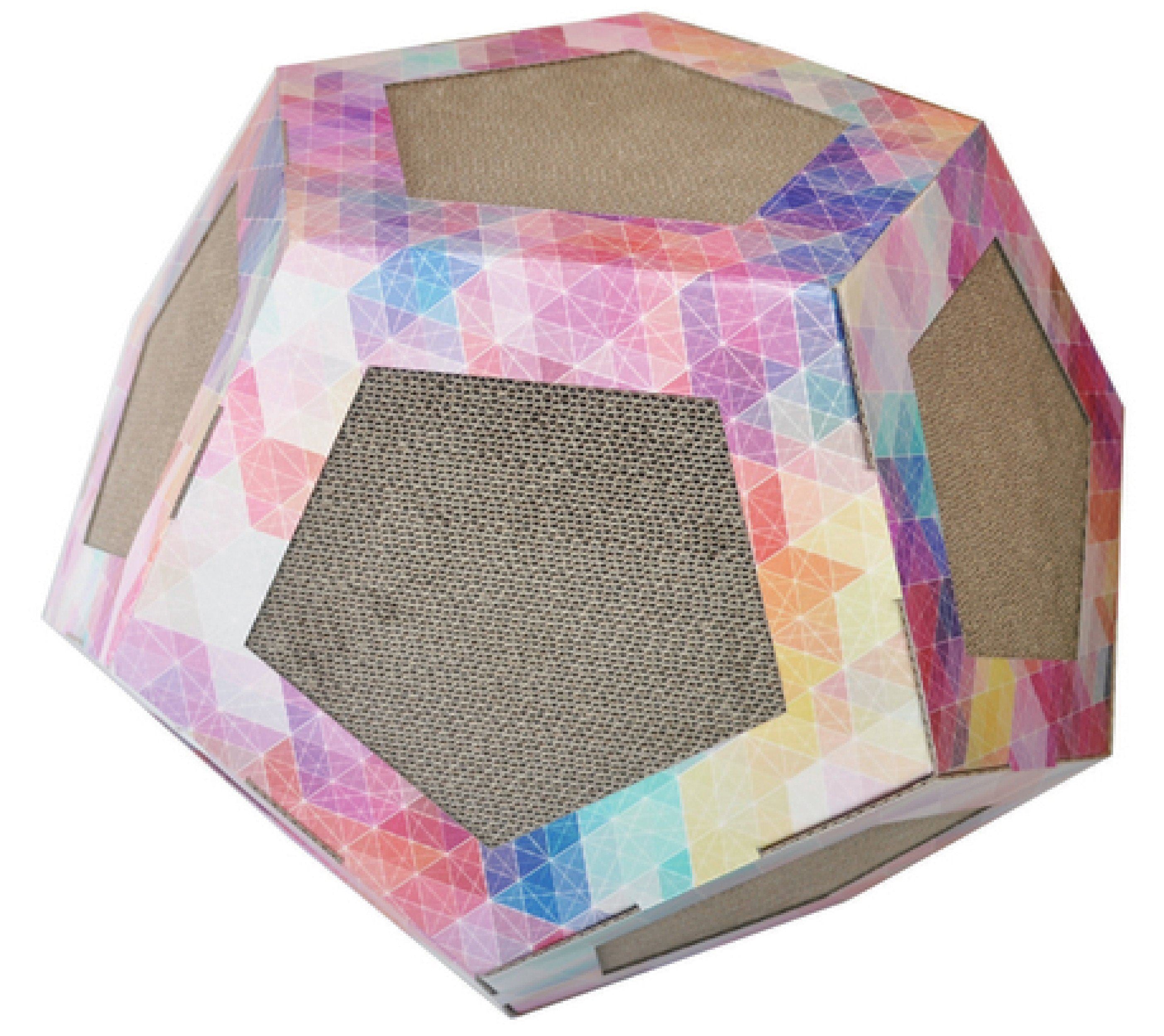 Pet Life ® 'Octagon Puzzle' Designer Premium Quality Kitty Cat Scratcher Lounge Toy & House with Catnip Default Title 