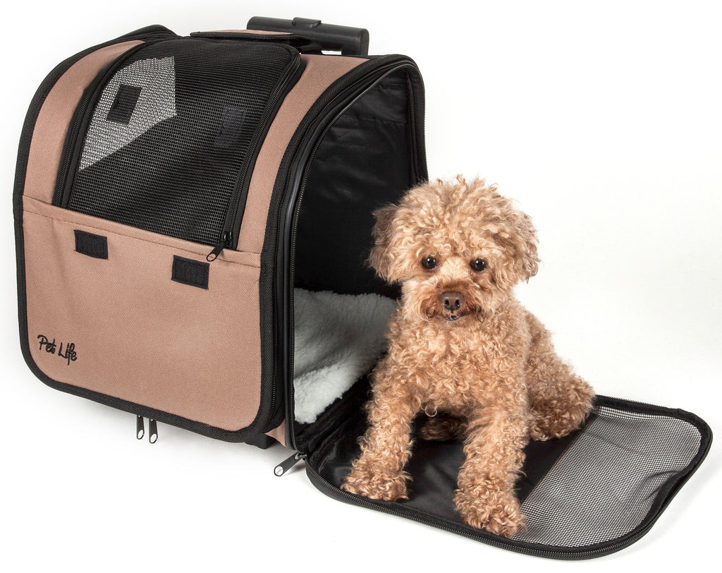 Pet Life ® 'Pawdon Me '  Wheeled Airline Approved Travel Collapsible Pet Dog Carrier Kh...