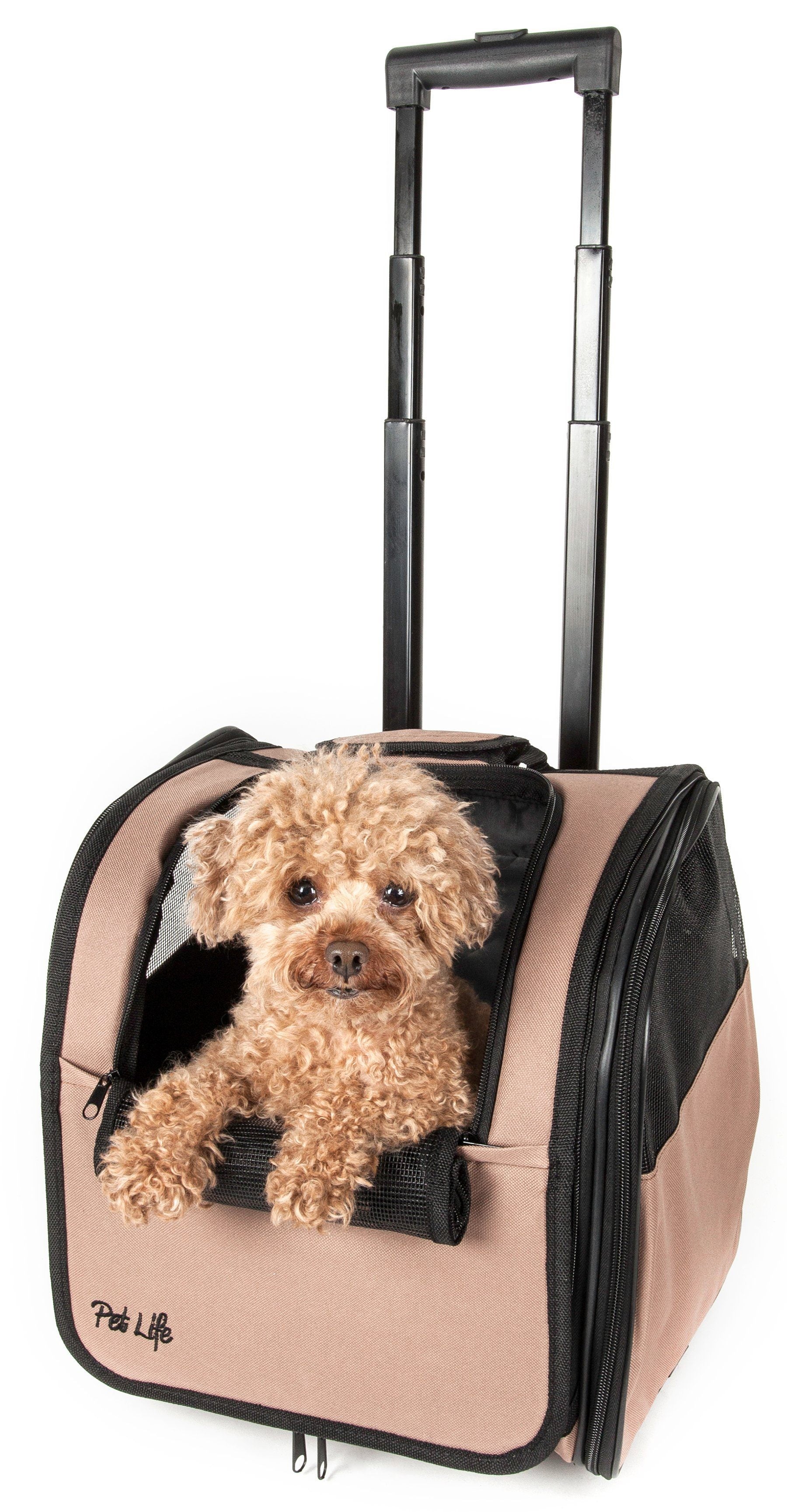 Pet Life ® 'Pawdon Me '  Wheeled Airline Approved Travel Collapsible Pet Dog Carrier  