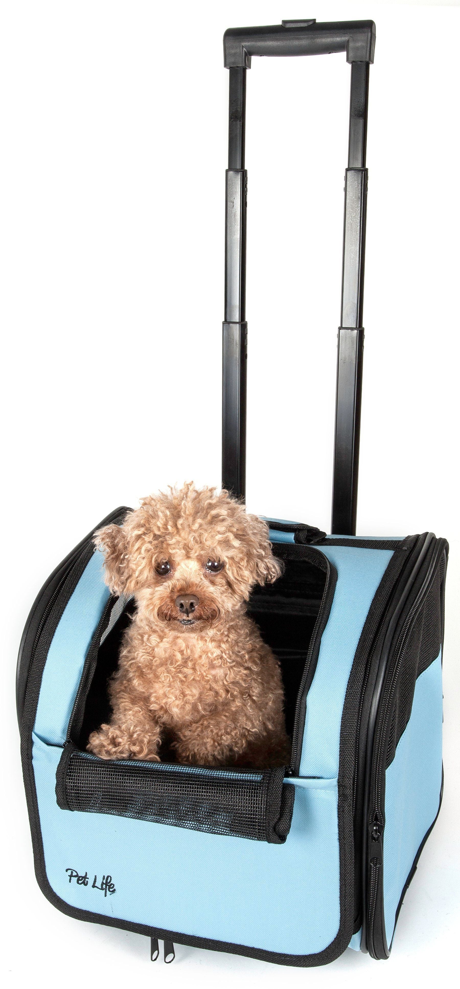 Pet Life ® 'Pawdon Me '  Wheeled Airline Approved Travel Collapsible Pet Dog Carrier  