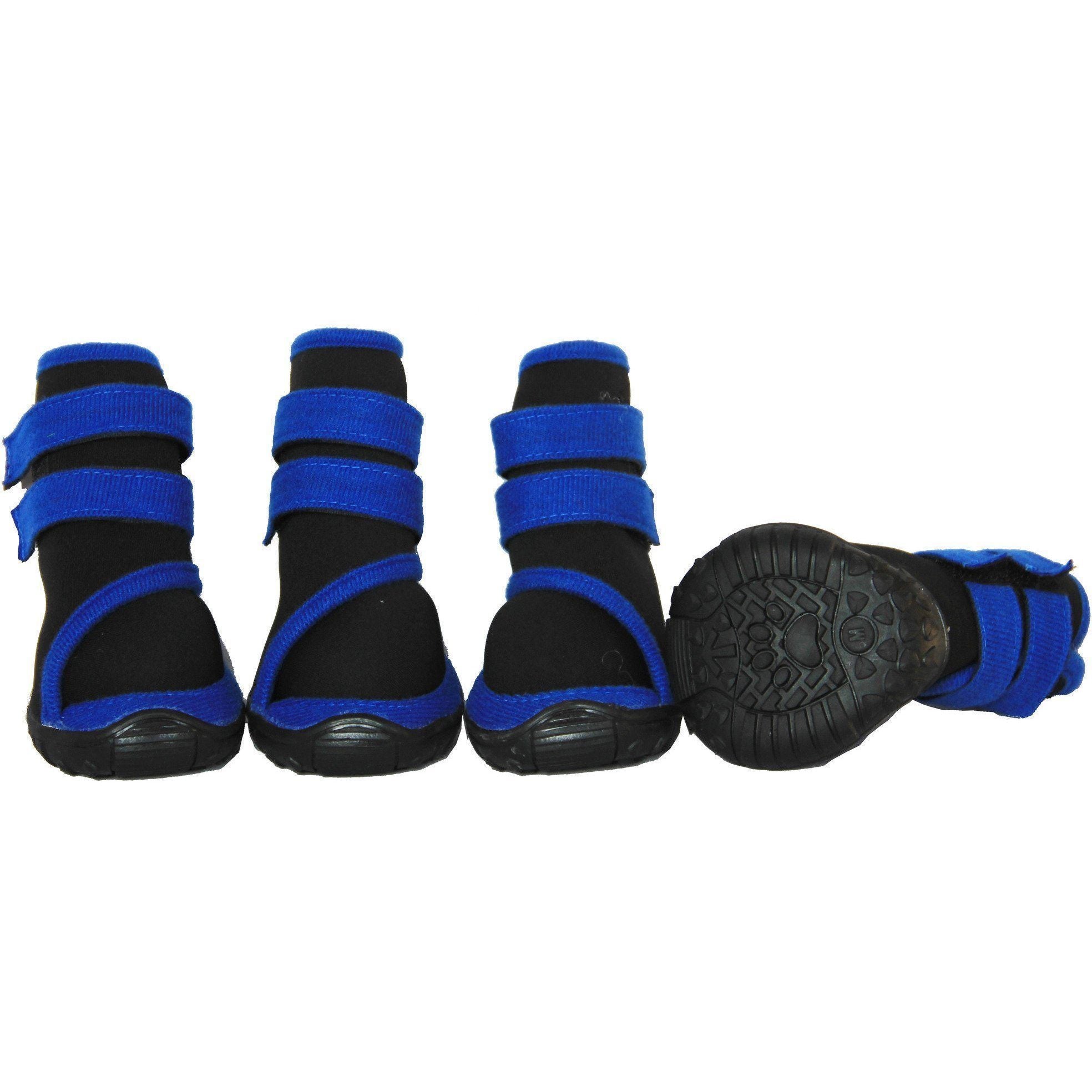 Pet Life ® 'Performance-Coned' Premium Stretch High Ankle Support Dog Shoes - Set Of 4 X-Small Black/Blue