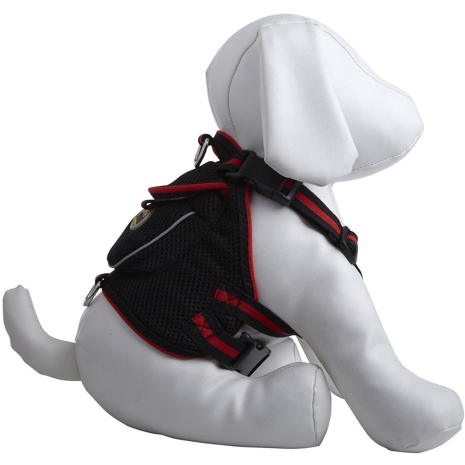 Pet Life ® 'Pocket Bark' Reflective Adjustable Fashion Pet Dog Harness w/ Hook-and-Loop Pouch and Dual Harness Rings Small Black