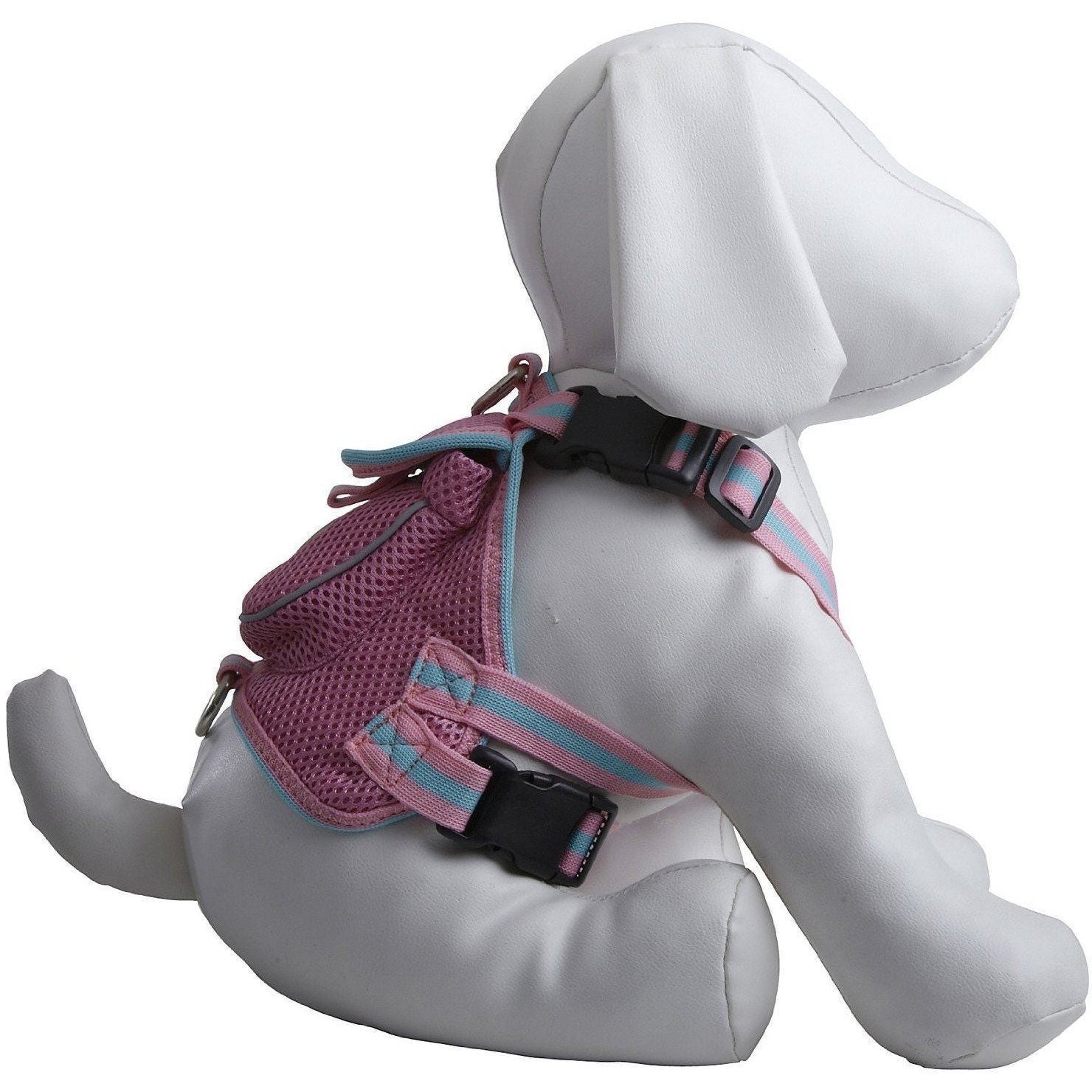 Pet Life ® 'Pocket Bark' Reflective Adjustable Fashion Pet Dog Harness w/ Hook-and-Loop Pouch and Dual Harness Rings Small Pink