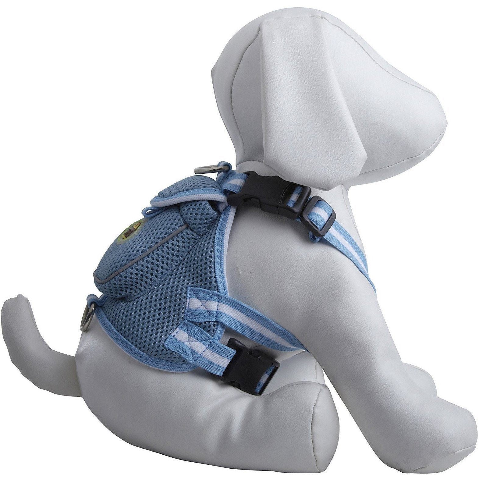 Pet Life ® 'Pocket Bark' Reflective Adjustable Fashion Pet Dog Harness w/ Hook-and-Loop Pouch and Dual Harness Rings Small Blue