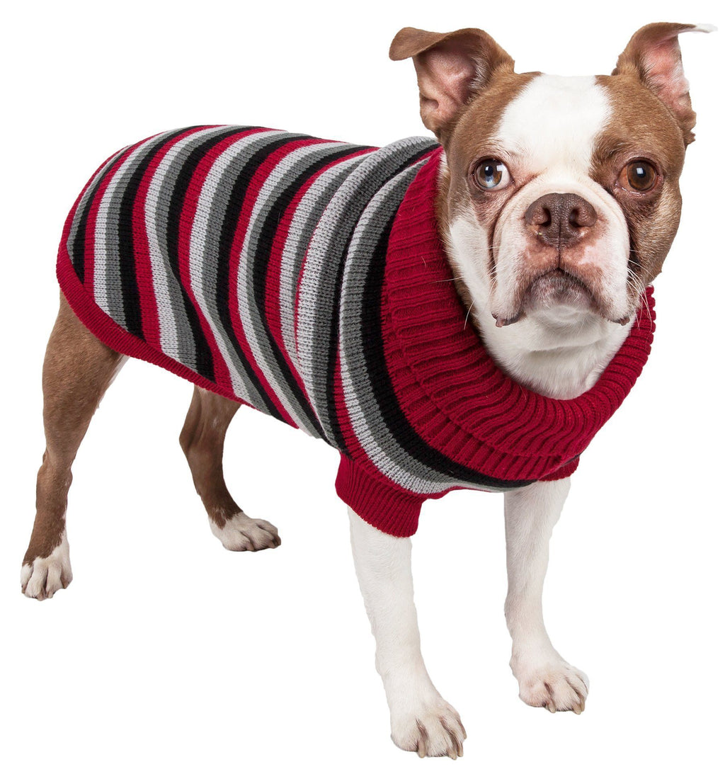 Pet Life ® 'Polo-Casual Lounge' Cable Knitted Designer Turtle Neck Dog Sweater X-Small 