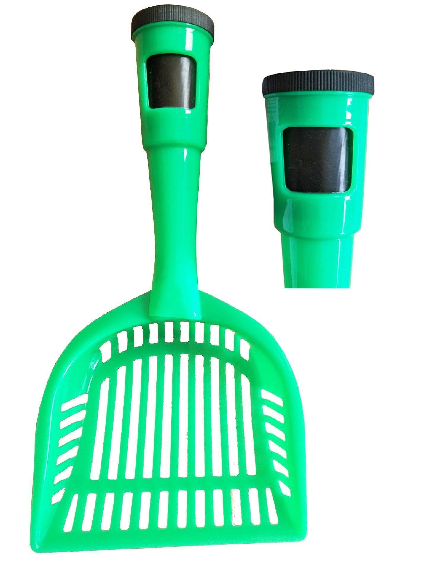 Pet Life ® 'Poopin-Scoopin' Dog and Cat Kitty Litter Waste Pooper Scooper Shovel w/ Built-in Waste Bag Holder Green 