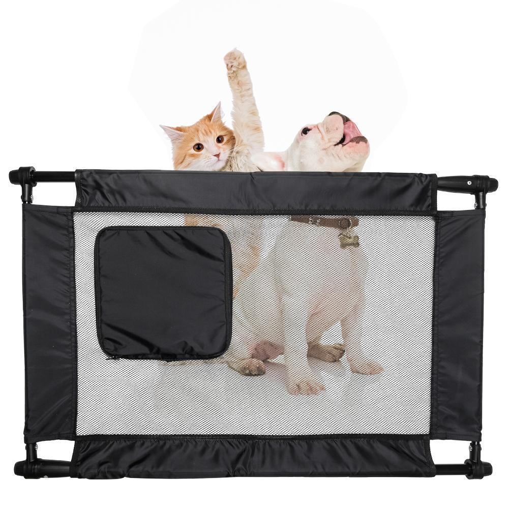 Pet Life ® 'Porta Gate' Anti-Drilling Nylon Mesh Collapsible Folding Travel Safety Pet Cat Dog Gate w/ Zippered Entrance  