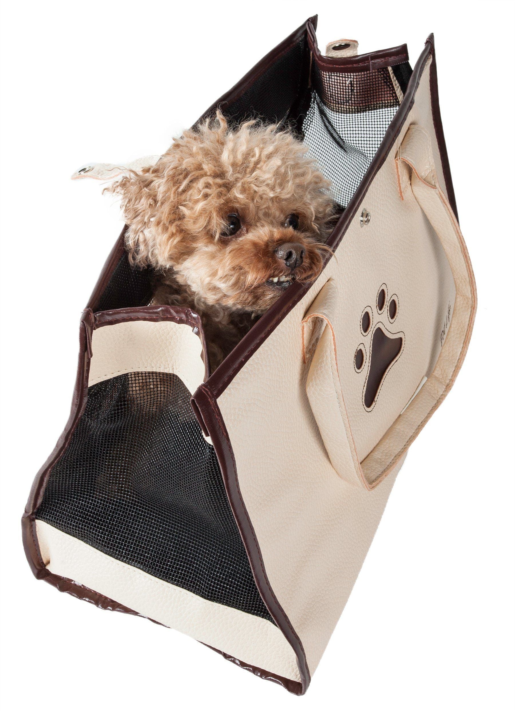 Pet Life ® 'Posh Paw' Elegant Leatherette Designer Fashion Travel Pet Dog Carrier Tote  