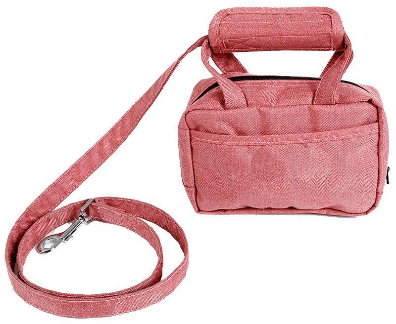 Pet Life ® 'Posh Walk' Purse Dog Leash, Accessory Holder and Waste Bag Dispenser Pink 