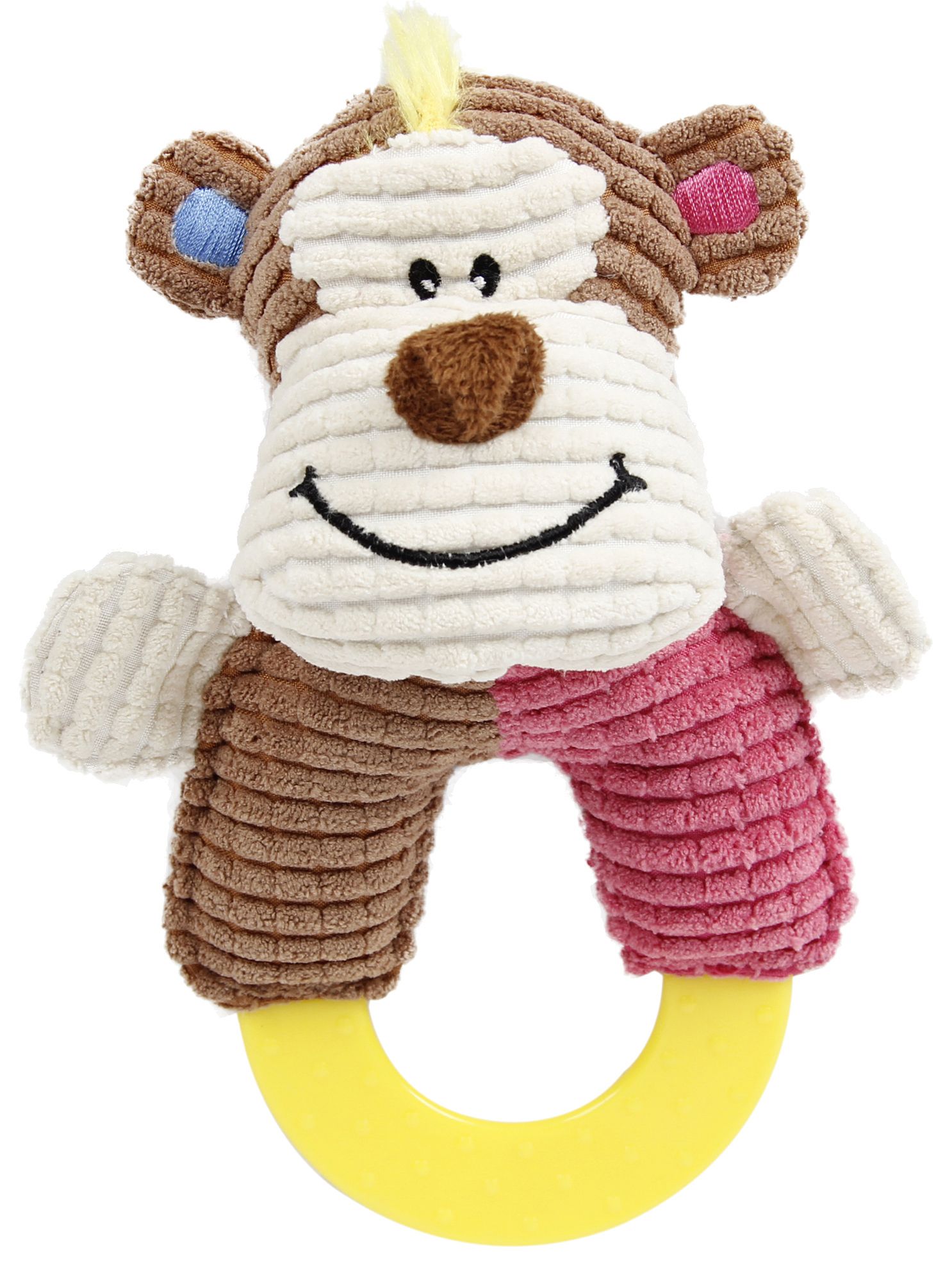 Pet Life ® 'Ring-O-Round' Plush Squeaking and Rubber Teething Newborn Puppy Dog Toy Pink, Brown 